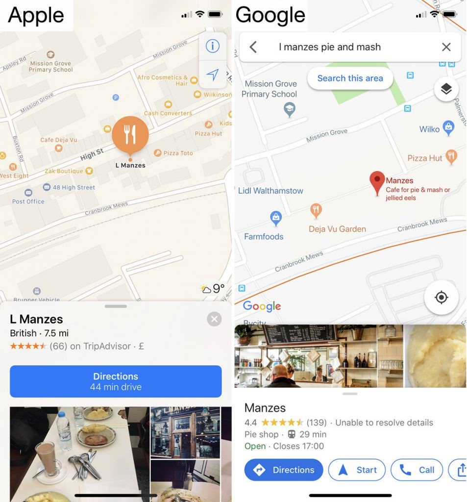 Apple Maps Vs Google Maps